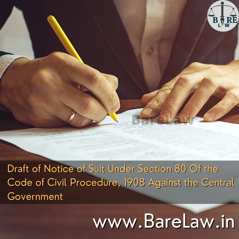 draft a notice under section 80 of civil procedure code 1908