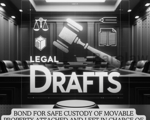 BOND FOR SAFE CUSTODY OF MOVABLE PROPERTY ATTACHED AND LEFT IN CHARGE OF ANY PERSON AND SURETIES